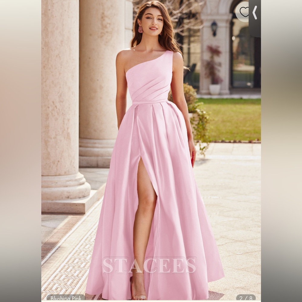 Pink One-Shoulder Evening Gown
